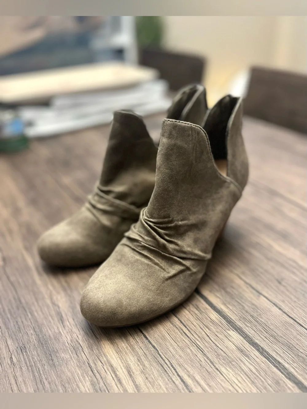 Report Gower Olive Green Wedge Booties